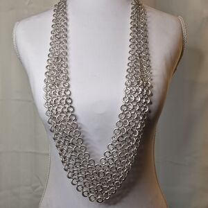 Elegant Matte Silver Chain Maille Necklace